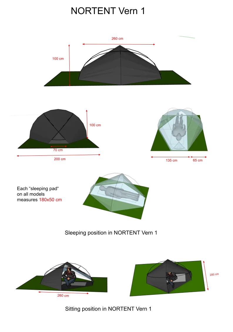 1 Person Camping & Hiking Tent - Vern 1 Tent - 2.60kg by Nortent