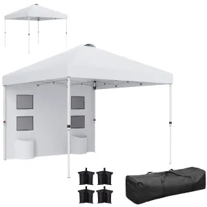 10' x 10' Instant Canopy Tent with Adjustable Height, Sidewalls & Storage Pockets, White