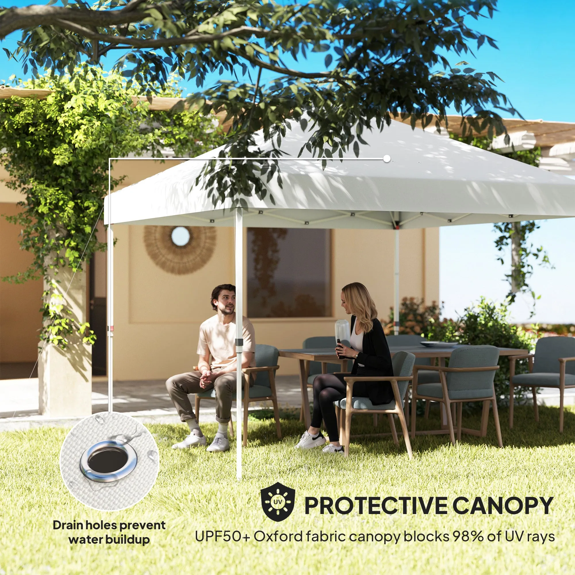 10' x 10' Instant Canopy Tent with Adjustable Height, Sidewalls & Storage Pockets, White