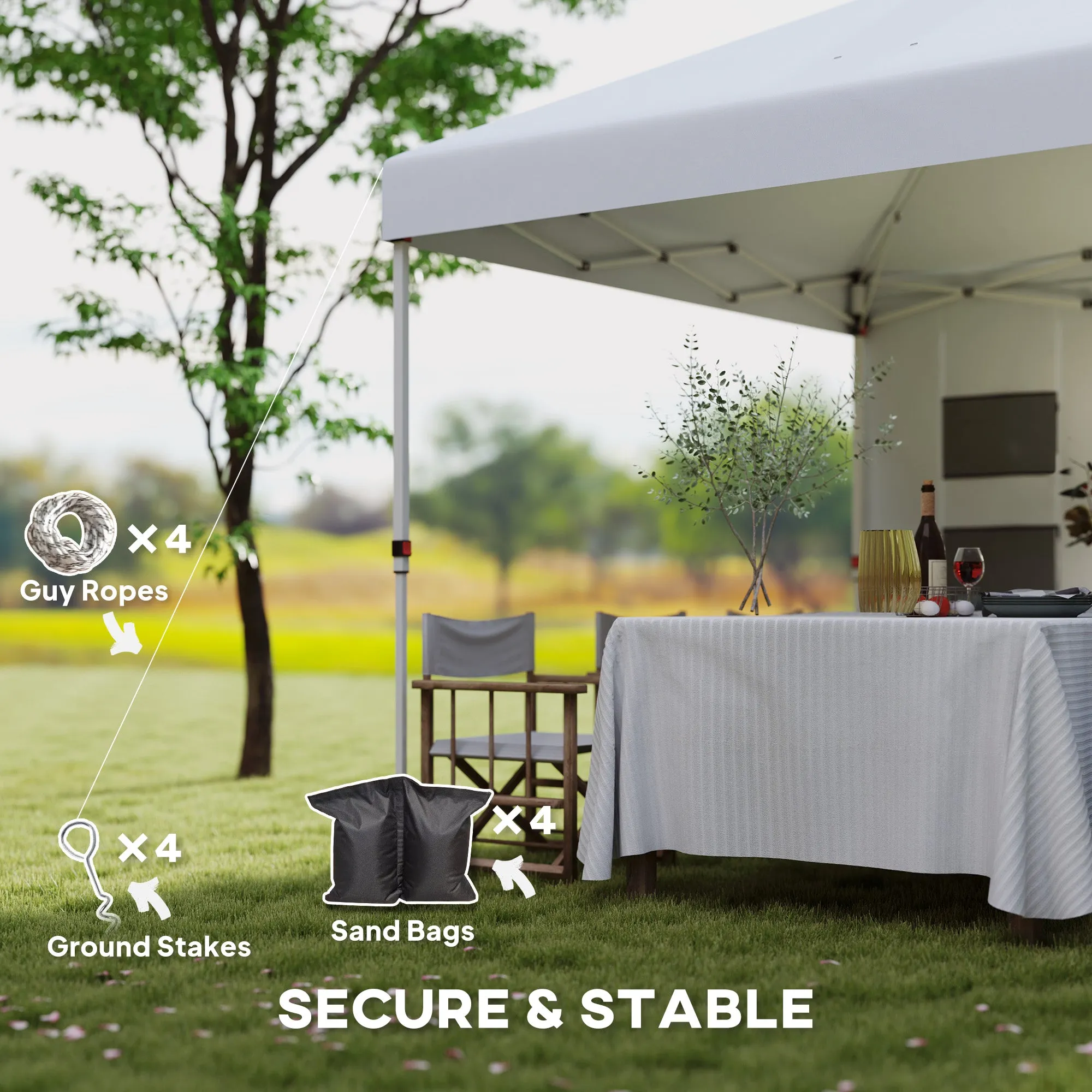 10' x 10' Instant Canopy Tent with Adjustable Height, Sidewalls & Storage Pockets, White