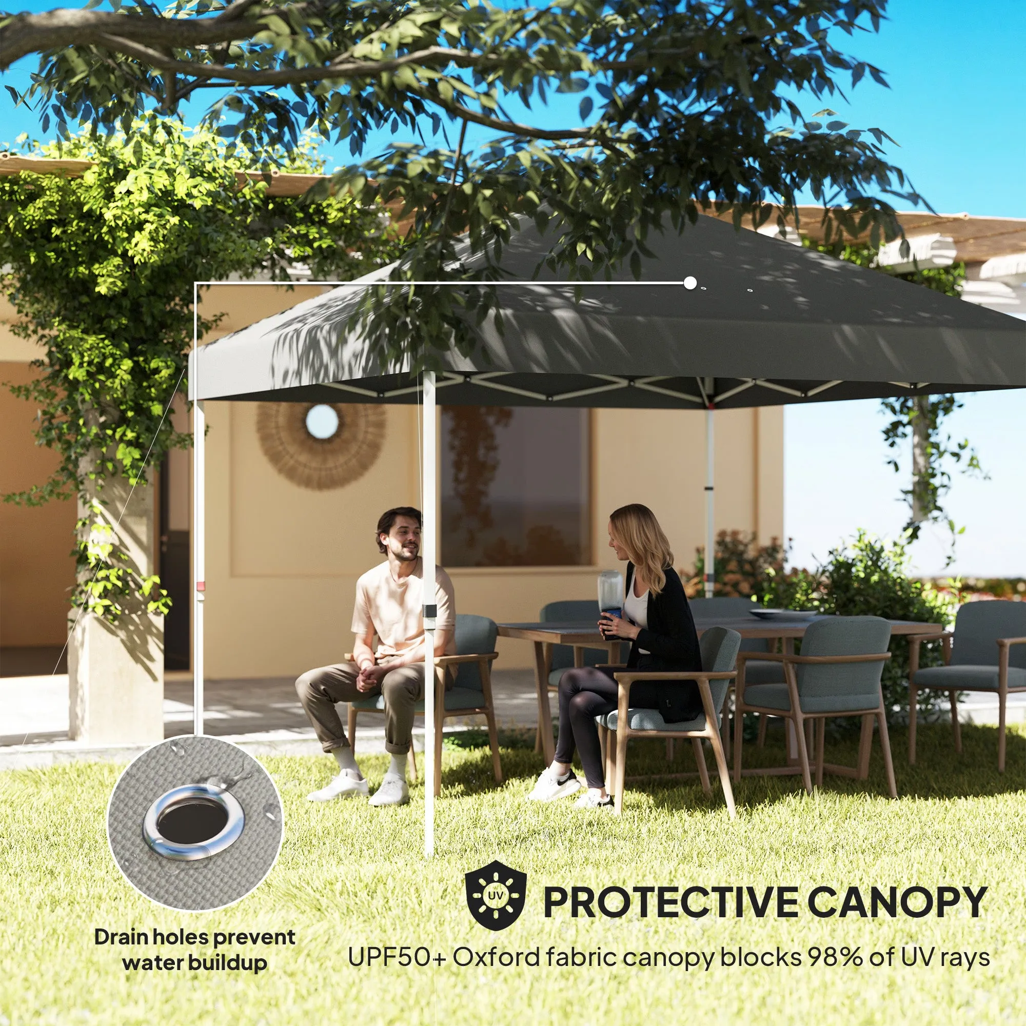 10' x 10' Pop-Up Canopy Tent with Adjustable Height, Sidewalls & Storage Pockets, Dark Gray