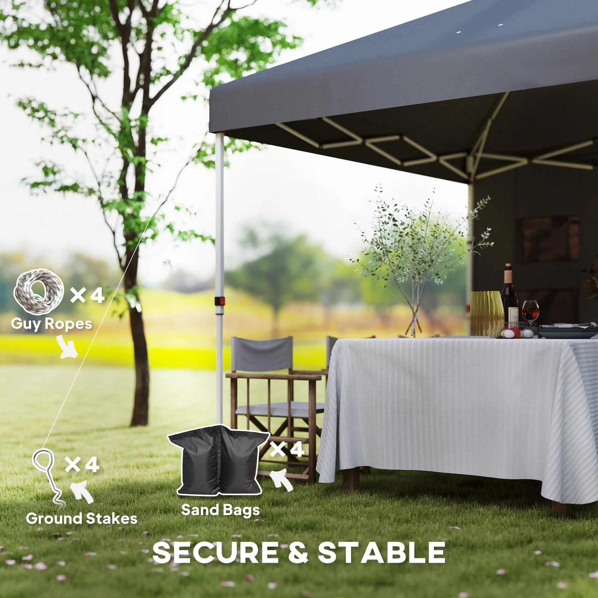 10' x 10' Pop-Up Canopy Tent with Adjustable Height, Sidewalls & Storage Pockets, Dark Gray
