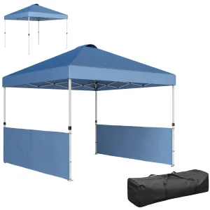 10' x 10' Pop-Up Canopy Tent with UV50 , 2 Half Sidewalls & Wheeled Bag, Sea Blue