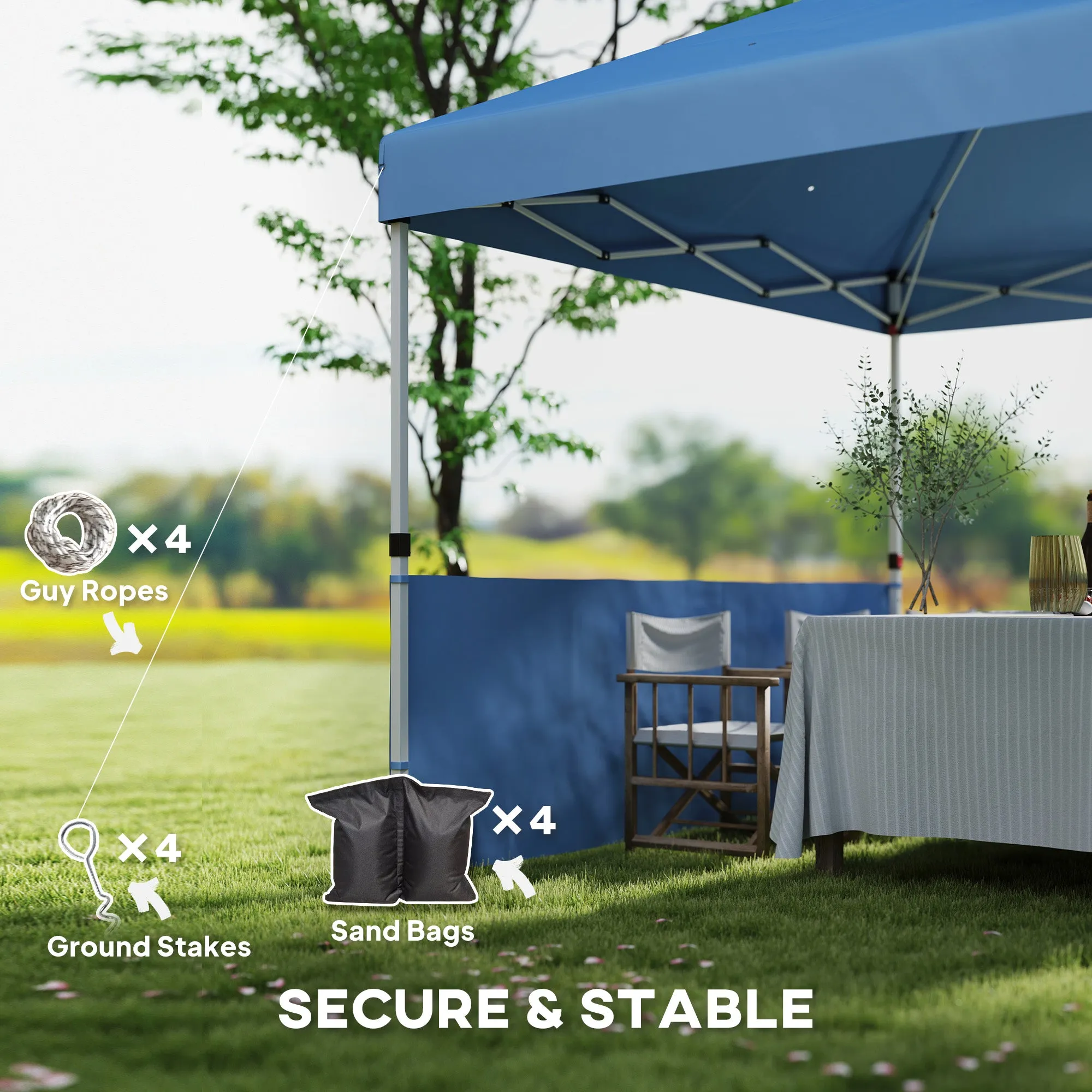 10' x 10' Pop-Up Canopy Tent with UV50 , 2 Half Sidewalls & Wheeled Bag, Sea Blue
