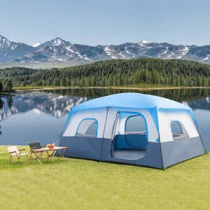 14 Person 160.3" x 160.3" x 83.6" Camping Tent Dark Blue And White