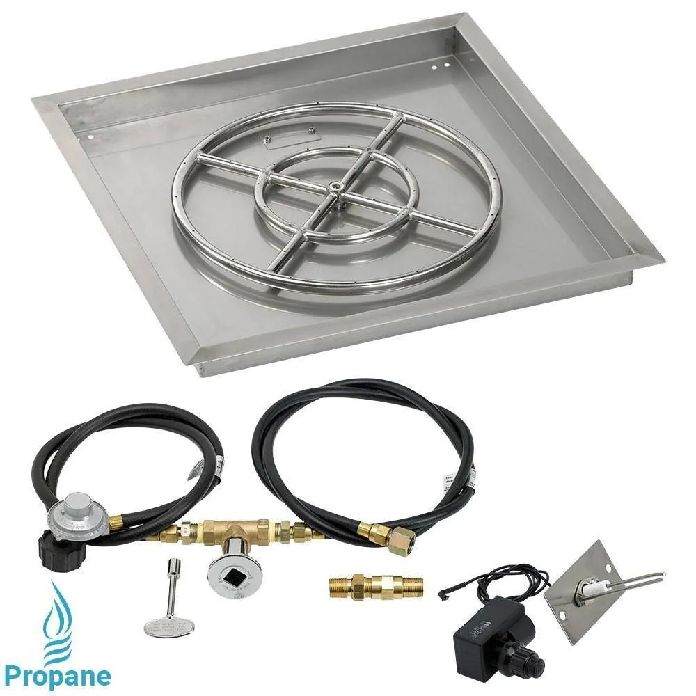 18" Drop in Burner Pan. Square. Spark Ignition