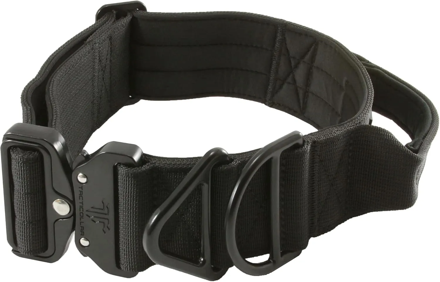 2 inch Tactical Dog Collar with Handle for Medium and Large Dogs, Mil Spec Nylon Collar, Quick-Release Metal Buckle, Neoprene Padded Inside (Medium, Black)