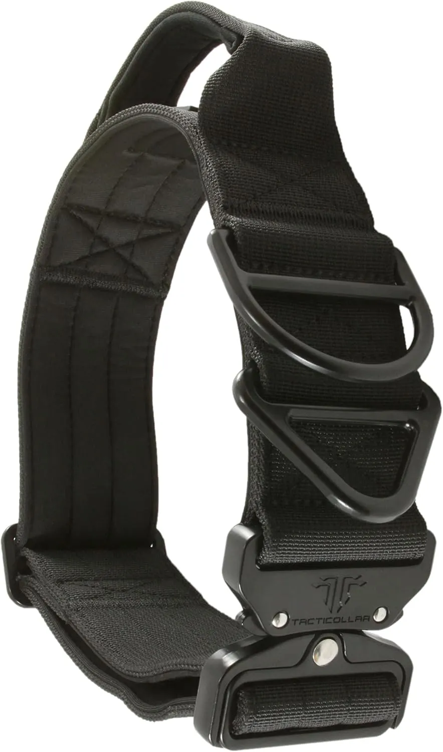 2 inch Tactical Dog Collar with Handle for Medium and Large Dogs, Mil Spec Nylon Collar, Quick-Release Metal Buckle, Neoprene Padded Inside (Medium, Black)