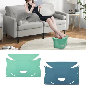 2 Pcs Foldable Airplane Foot Rest for Long Flight, Portable Camping Hiking Stool Travel Under Desk Foot Leg Rest for Airplane, Subway, Outdoor (Green Navy)