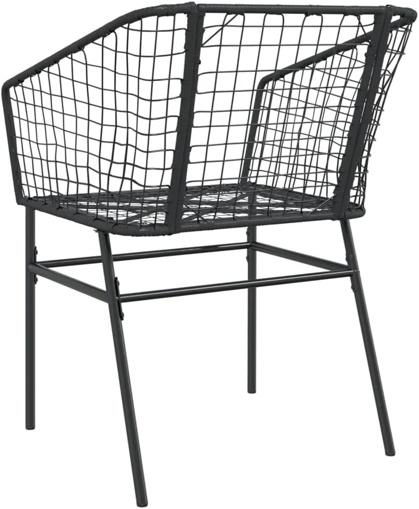 2-Piece Black Poly Rattan Patio Chairs Set with Steel Frame, Outdoor Furniture for Poolside Lounging Backyard Deck Beach Camping (24.4"x24.8"x32.7")