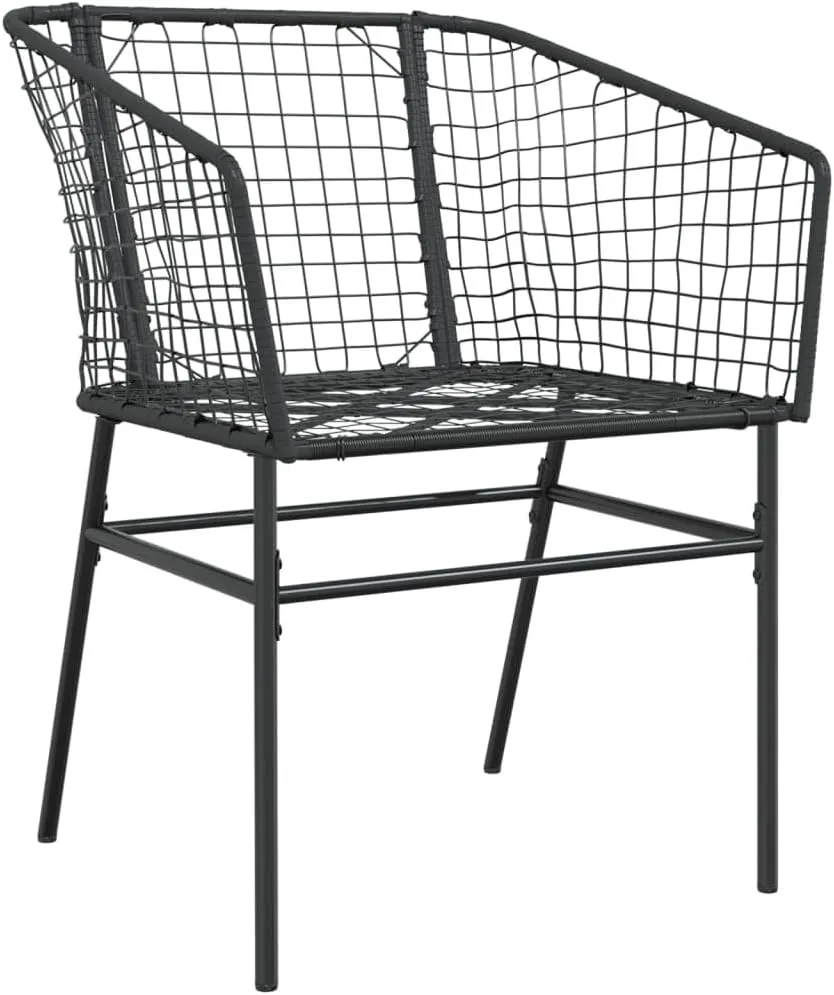 2-Piece Black Poly Rattan Patio Chairs Set with Steel Frame, Outdoor Furniture for Poolside Lounging Backyard Deck Beach Camping (24.4"x24.8"x32.7")