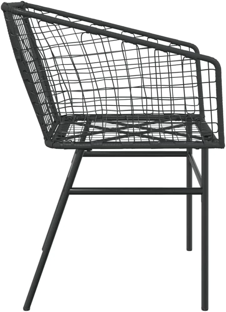 2-Piece Black Poly Rattan Patio Chairs Set with Steel Frame, Outdoor Furniture for Poolside Lounging Backyard Deck Beach Camping (24.4"x24.8"x32.7")