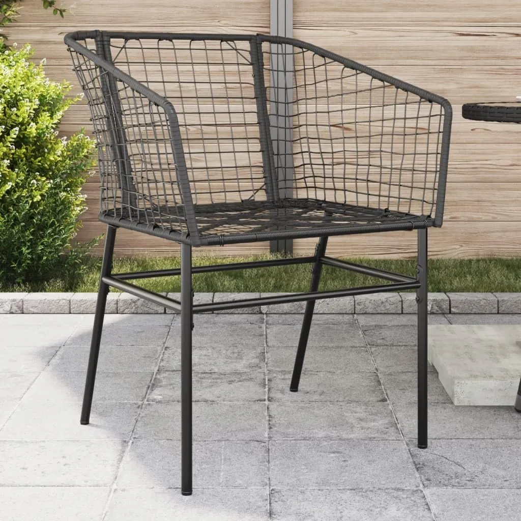 2-Piece Black Poly Rattan Patio Chairs Set with Steel Frame, Outdoor Furniture for Poolside Lounging Backyard Deck Beach Camping (24.4"x24.8"x32.7")