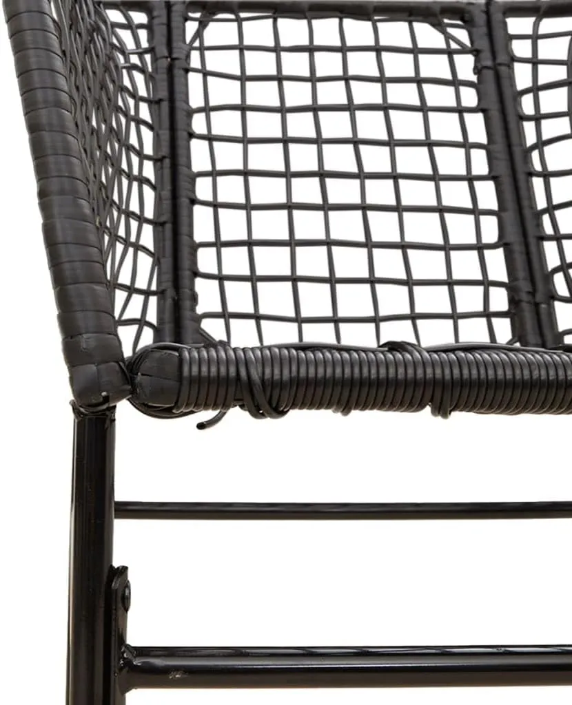 2-Piece Black Poly Rattan Patio Chairs Set with Steel Frame, Outdoor Furniture for Poolside Lounging Backyard Deck Beach Camping (24.4"x24.8"x32.7")