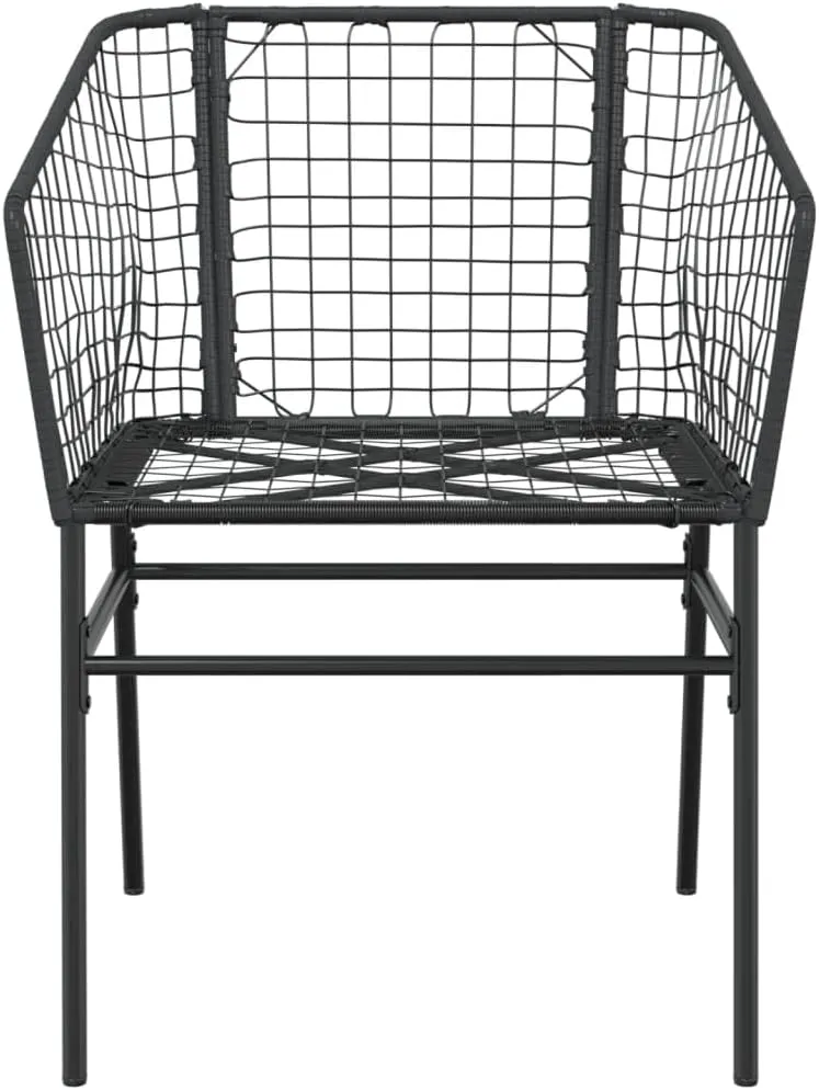2-Piece Black Poly Rattan Patio Chairs Set with Steel Frame, Outdoor Furniture for Poolside Lounging Backyard Deck Beach Camping (24.4"x24.8"x32.7")
