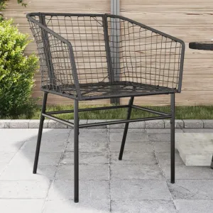 2-Piece Black Poly Rattan Patio Chairs Set with Steel Frame, Outdoor Furniture for Poolside Lounging Backyard Deck Beach Camping (24.4"x24.8"x32.7")