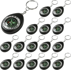 20 Mini Backpack Compasses, Portable Navigation Tools for Hiking, Camping, Emergency Survival, with Metal Ring (1.54 X 2.09 X 0.59 Inches)