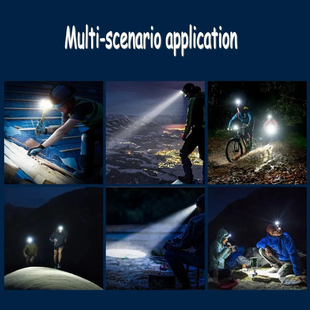 200W 9-Core High-brightness Sensor LED Headlamp With Built-in Rechargeable Battery Waterproof Camping Search Light