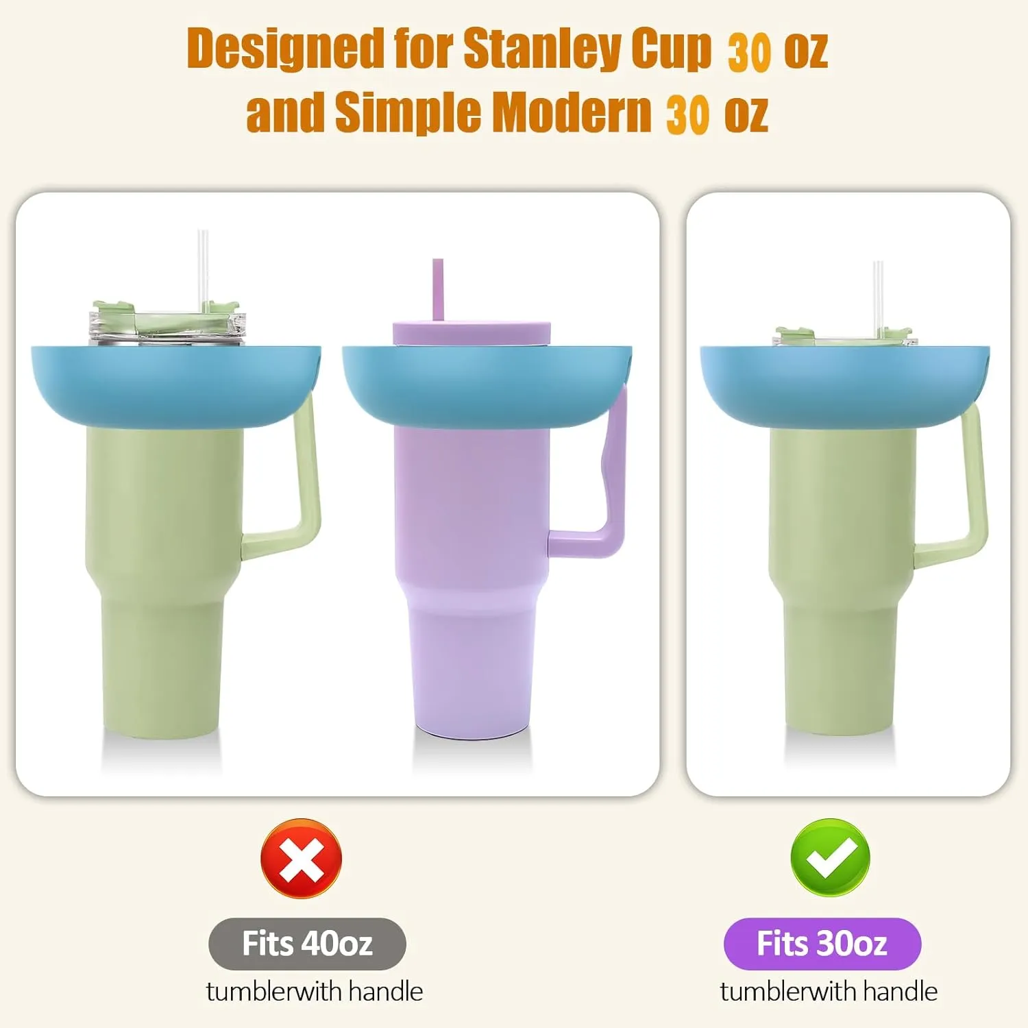 2025 Latest model Stanley Cup 30 oz Snack Bowl with Handle, Compatible with Stanley Cup40 oz with Handle, Stanley Accessories, Silicone(Blue Snack Bowl)