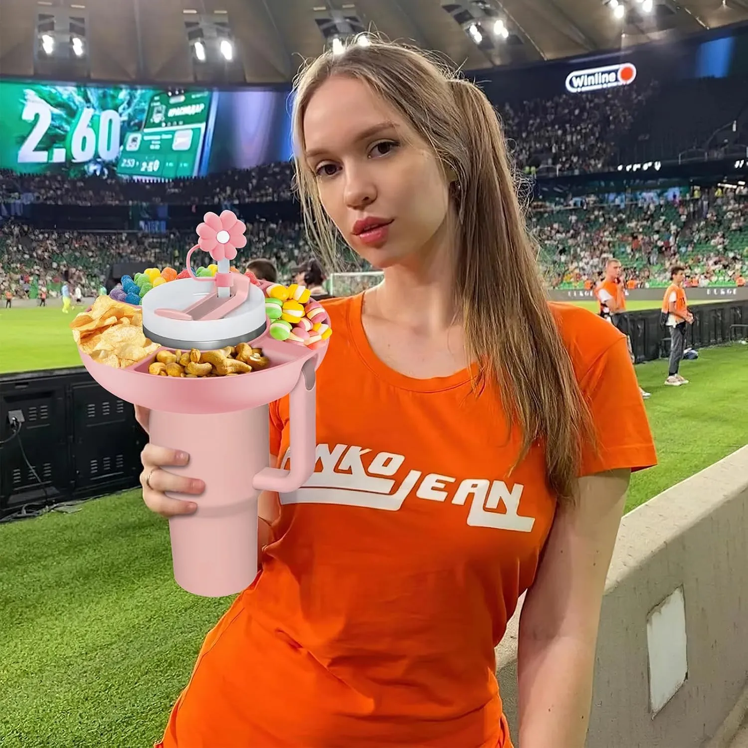 2025 Latest model Stanley Cup 30 oz Snack Bowl with Handle, Compatible with Stanley Cup40 oz with Handle, Stanley Accessories, Silicone(Pink Snack Bowl)