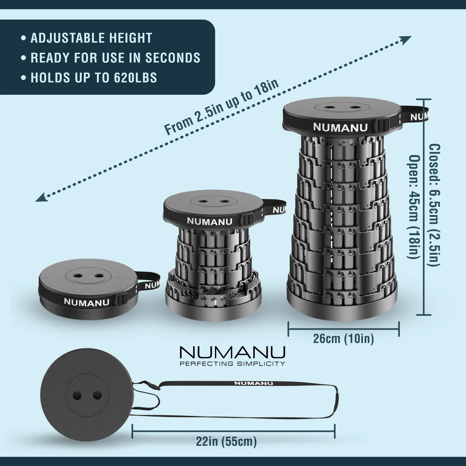 2025 Upgraded 2-Pack Collapsible Stool Max 620lbs (Standalone - Stools Only)