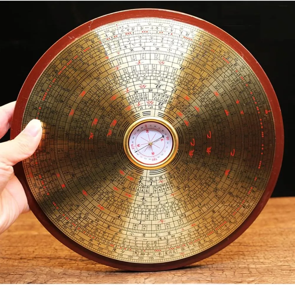 21cm Carvedwood High Precision Big Tianchi Round with Cover Pure Copper Compass Feng Shui Compass