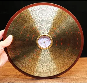 21cm Carvedwood High Precision Big Tianchi Round with Cover Pure Copper Compass Feng Shui Compass