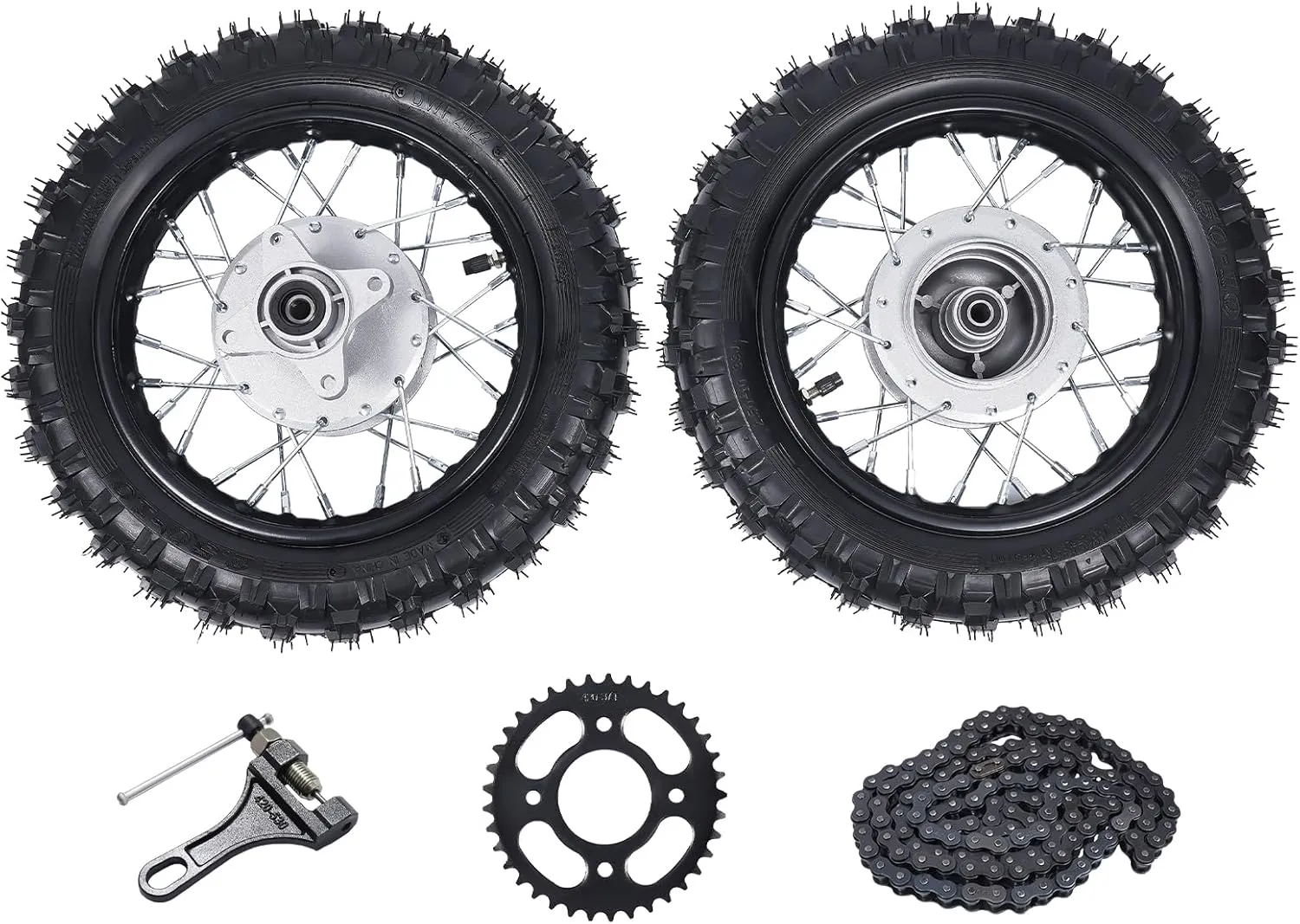 2.50-10 Front Rear Tire Rim Wheel,Drum Brake Pit Bike CRF50 XR,Tire Rim Drum Brake Sprocket,Dirt Bike,Pit Dirt Bike,Alloy, For Honda CRF50 XR50 BBR KLX Dirt Bikes
