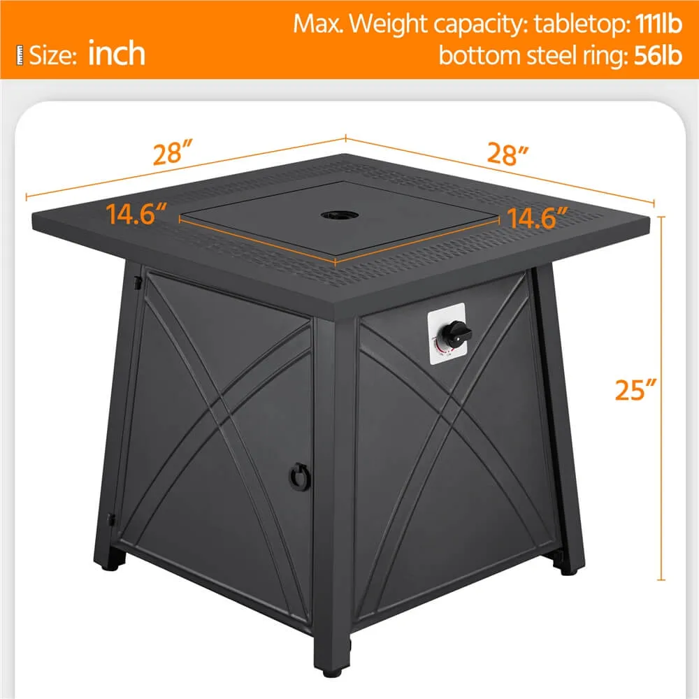 28 Inch Propane Fire Pit Table