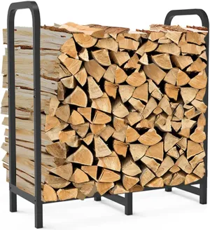 2.8ft Firewood Rack Holder, Adjustable Heavy Duty Fire Log Stacker Stand for Fireplace, Outdoor Indoor Metal Wood Pile Storage Organizer, Patio Logs Stand tool, Black