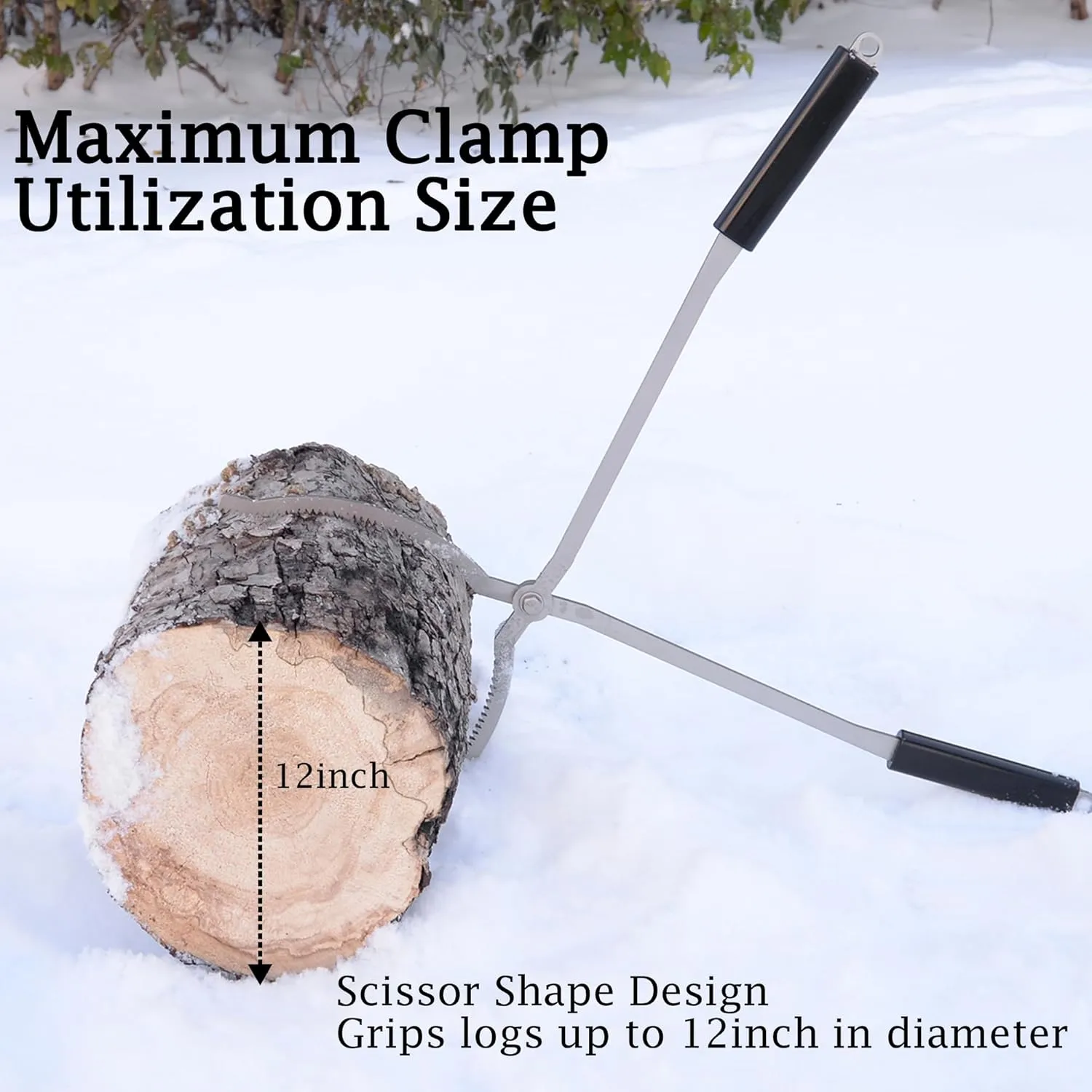 28" Fire Tongs Log Grabber for Fire Pit, Stainless Steel Fireplace Tools Firewood Tongs Outdoor Indoor Camfire Fire Pit Bonfire Tools Heavy Duty Moves Firewood Safely