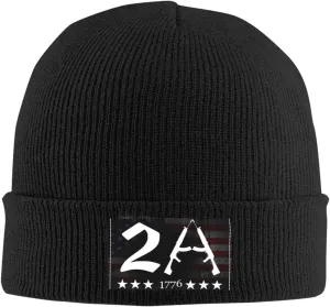 2A 1776 Unisex Four Seasons Knitted Hat Winter Warm Hats Hats for Men Women One Size Black