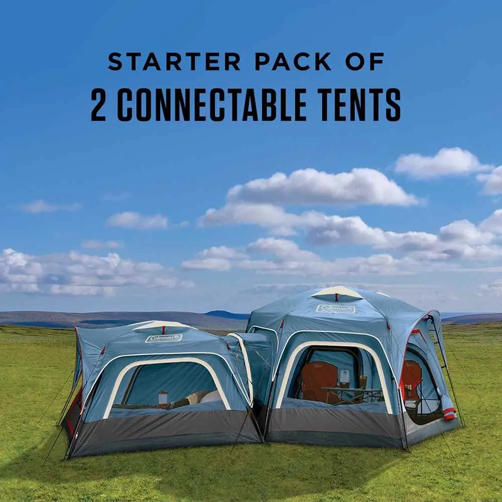 3-Person & 6-Person Connectable Tent Bundle w/Fast Pitch Setup - Set of 2 - Blue