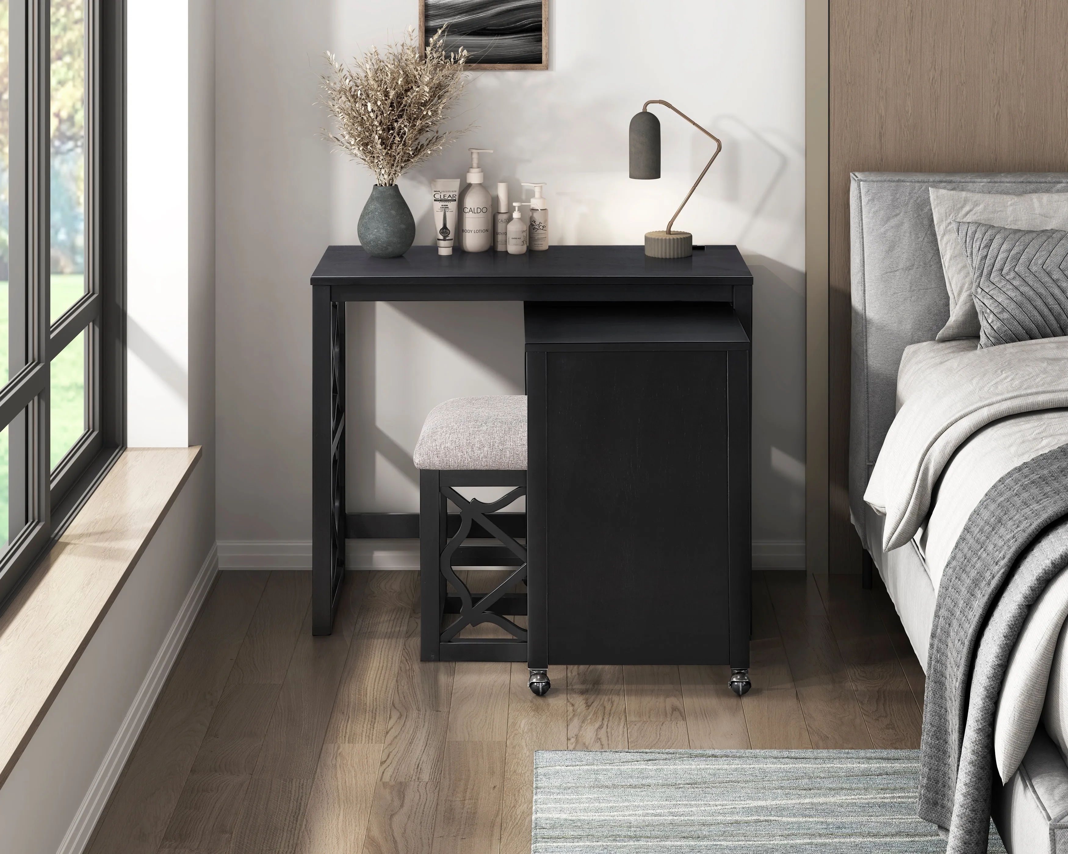 3-Piece Pack Desks with Stool Set