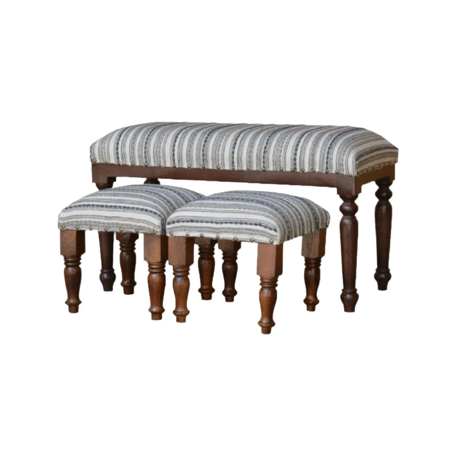 3 Piece Wood Bench and Stools Set Greyson Benches|Ensemble banc et tabourets 3 pièces Greyson en bois