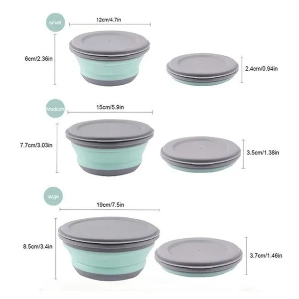 3-Pieces: Folding Camping Bowl Set