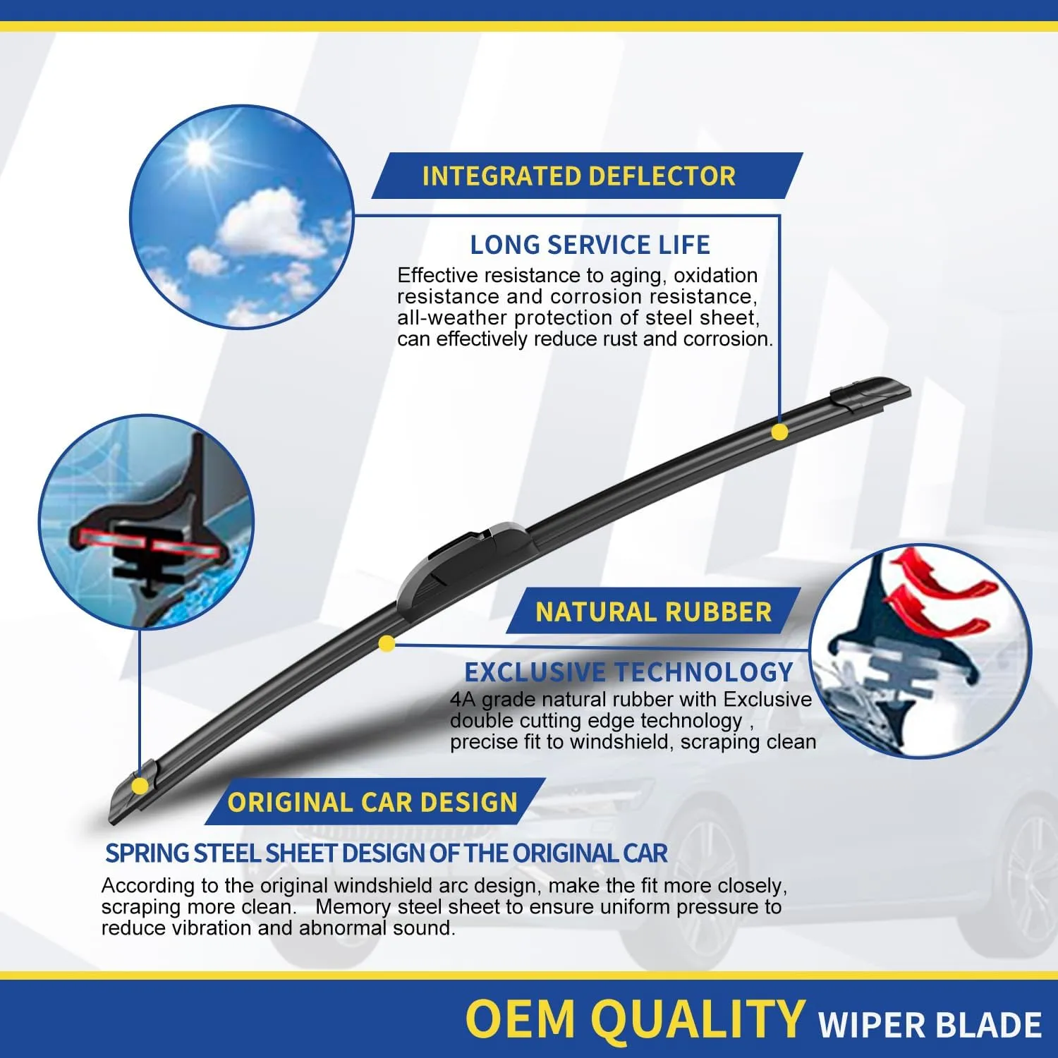 3 Wipers Factory Replacement For 2018 2019 2020 2021 2022 Jeep Compass Original Equipment Windshield Wiper Blades Set 24" 18" 10" (Set of 3)