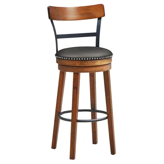 30.5 Inch 360-Degree Swivel Stools with Leather Padded Seat