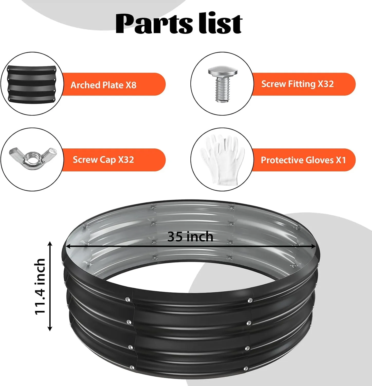 36 Inch Round Galvanized Fire Pit Ring/Fire Ring - Foldable and Perfect for Outdoor Gatherings and Campfires in The Yard/Garden/Park/Beach (Black Gray, 3 FT Diameter 1 FT Tall)