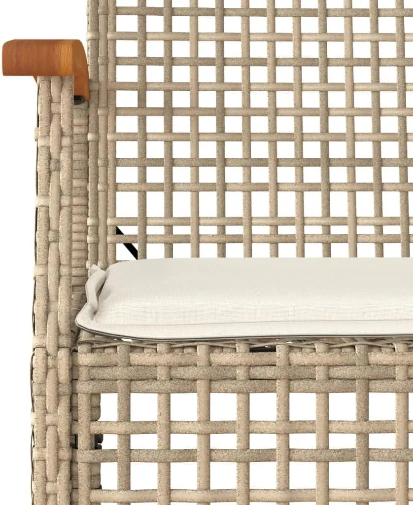 4-Piece Patio Chairs Set with Thick Cushions, Beige PE Rattan Outdoor Furniture with Acacia Wood Frame, Weather-Resistant Lounge Chairs for Backyard, Poolside, Garden (Assembly Required)