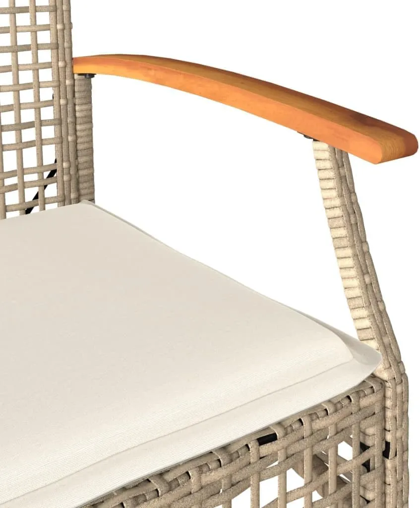 4-Piece Patio Chairs Set with Thick Cushions, Beige PE Rattan Outdoor Furniture with Acacia Wood Frame, Weather-Resistant Lounge Chairs for Backyard, Poolside, Garden (Assembly Required)