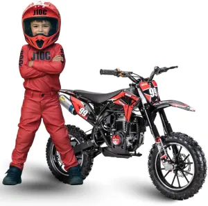 40cc Kids Dirt Bike Gas-Powered, 4-Stroke Off-Road Motorcycle for Ages 7-12, Pit Bike 19 mph Max Speed, 10" Wheels, Pull Start, EPA Approved, Red & Black