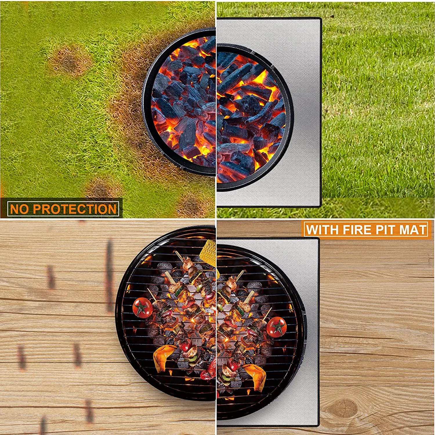 40" Square Fire Pit Mat Grill Mat