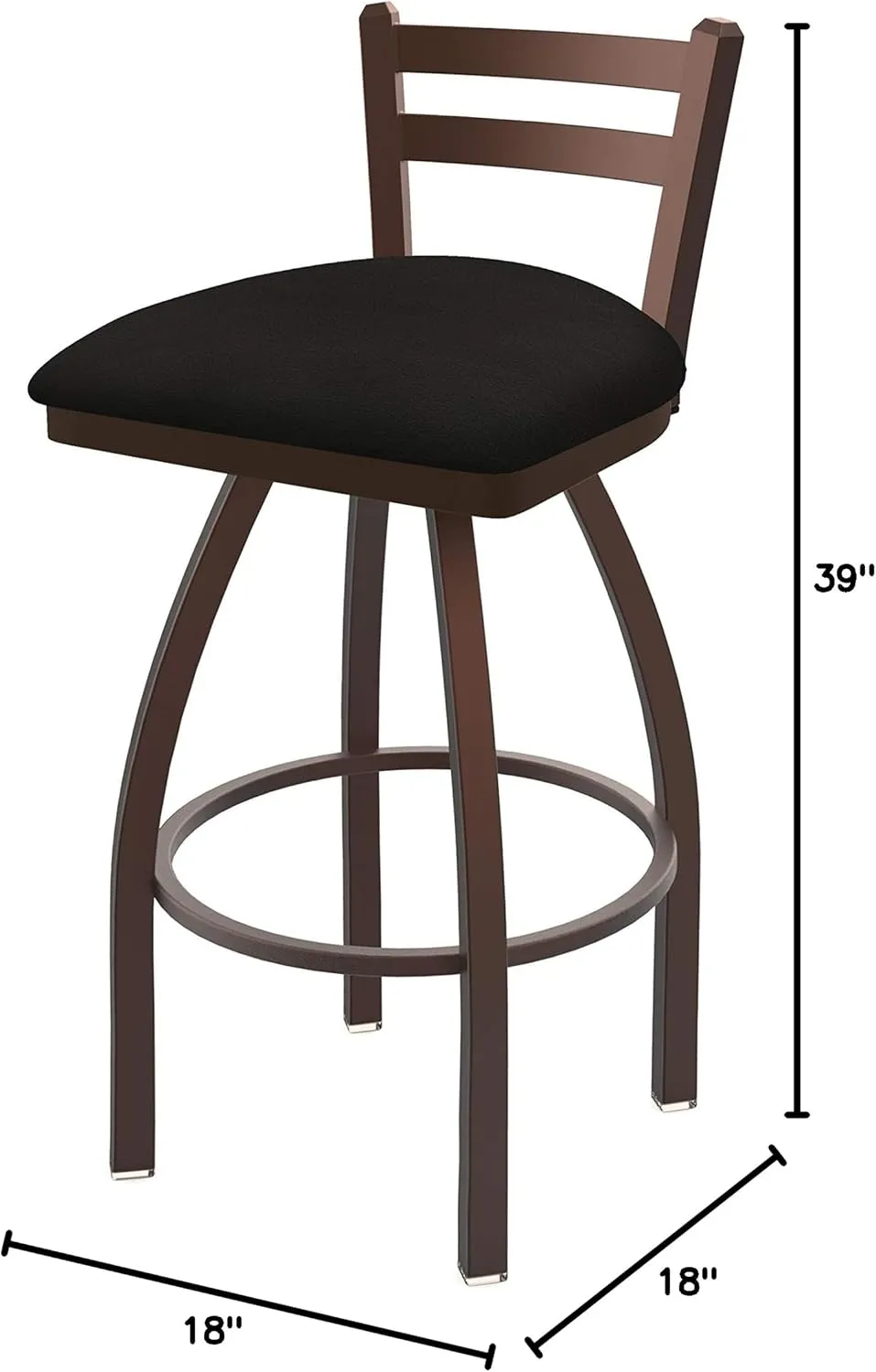 411 Jackie 30" Low Back Swivel Bar Stool with Bronze Finish and Canter Espresso Seat