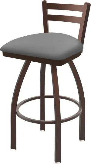 411 Jackie 30" Low Back Swivel Bar Stool with Bronze Finish and Canter Folkstone Grey Seat