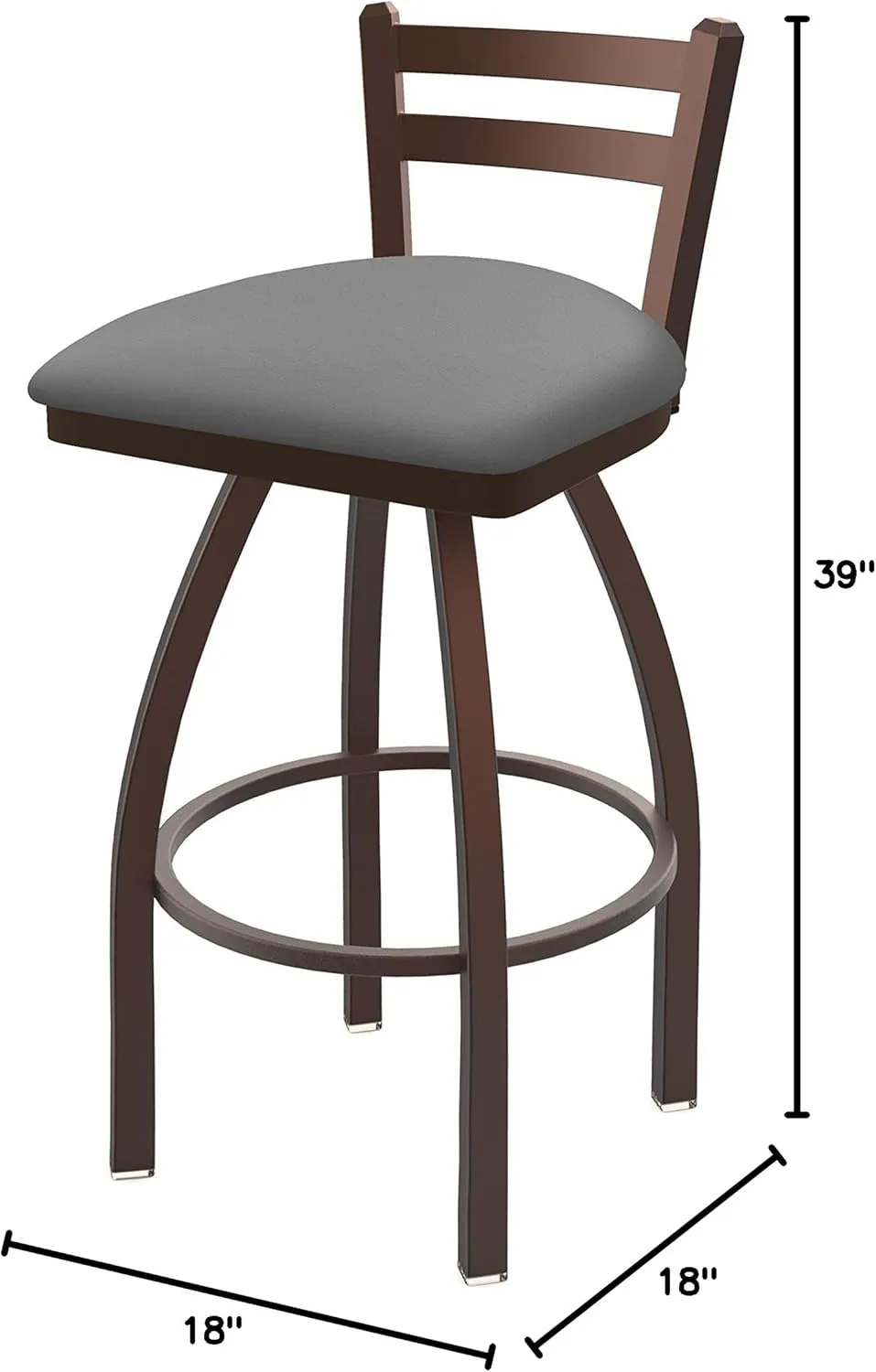 411 Jackie 30" Low Back Swivel Bar Stool with Bronze Finish and Canter Folkstone Grey Seat