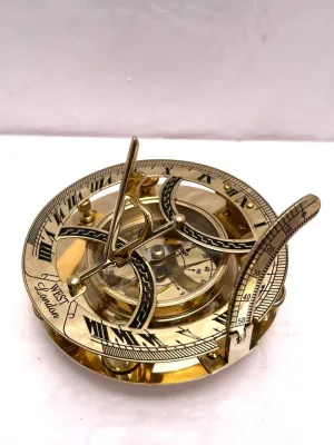 4.5"" Brass Compass Handmade Antique Finish Sundail Compass for Navigation Hiking and Camping, Gold