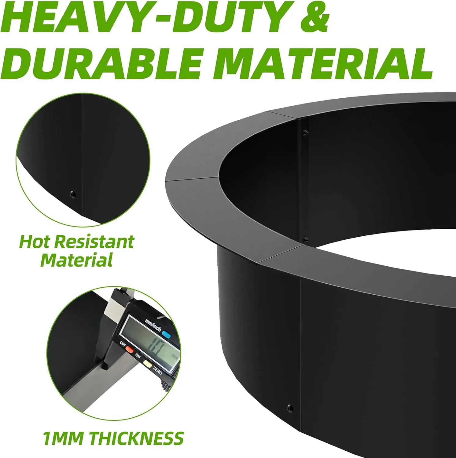 48 inch Inner Fire Pit Ring, 52 inch Outer Large Round Steel Fire Pit Insert Metal Fire Ring Liner Rim Heavy Duty for Outdoor