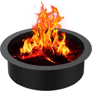 48 inch Inner Fire Pit Ring, 52 inch Outer Large Round Steel Fire Pit Insert Metal Fire Ring Liner Rim Heavy Duty for Outdoor