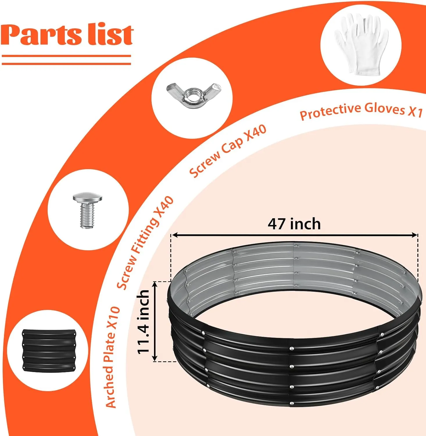 48 Inch Round Galvanized Fire Pit Ring/Fire Ring - Foldable and Perfect for Outdoor Gatherings and Campfires in The Yard/Garden/Park/Beach (Black Gray, 4 FT Diameter 1 FT Tall)